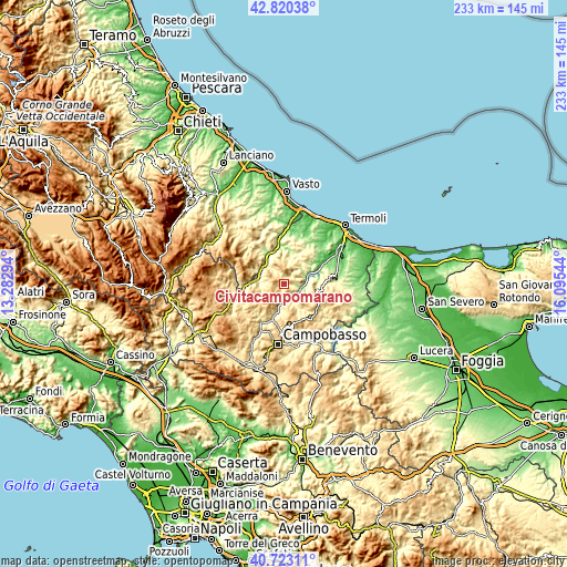 Topographic map of Civitacampomarano