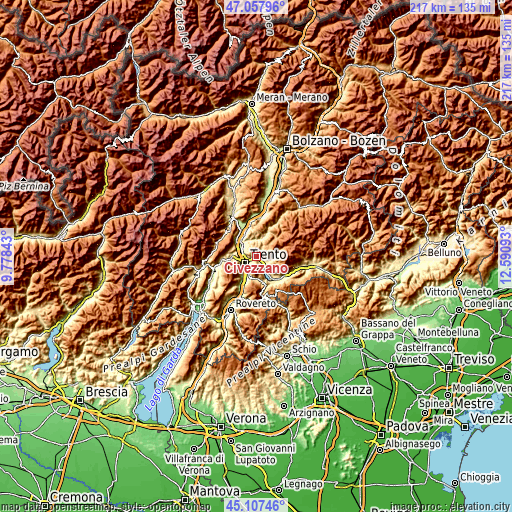 Topographic map of Civezzano