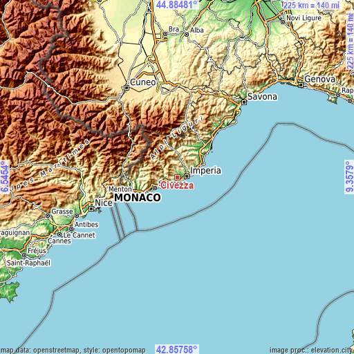 Topographic map of Civezza