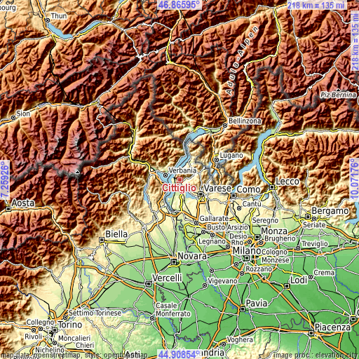 Topographic map of Cittiglio