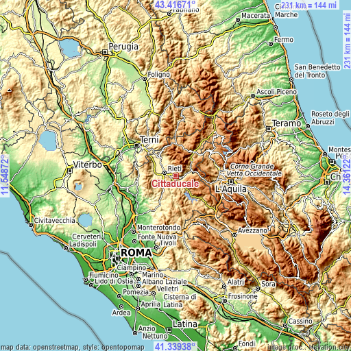 Topographic map of Cittaducale