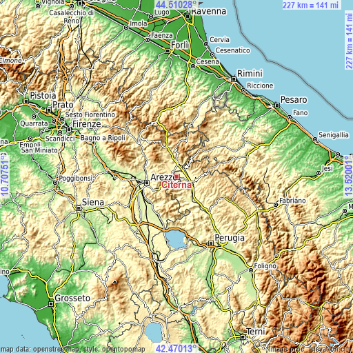 Topographic map of Citerna