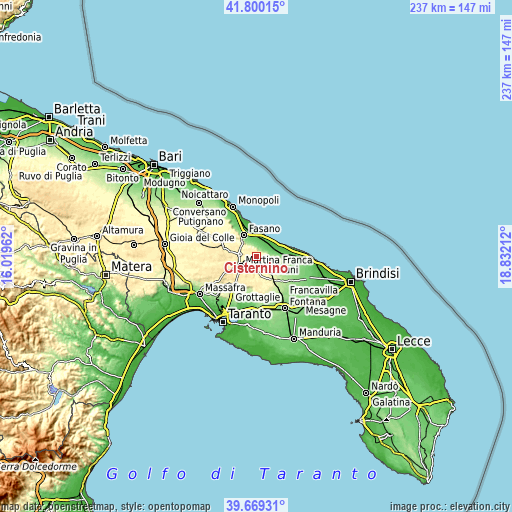 Topographic map of Cisternino