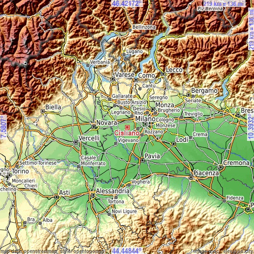 Topographic map of Cisliano