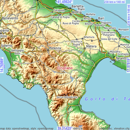 Topographic map of Cirigliano