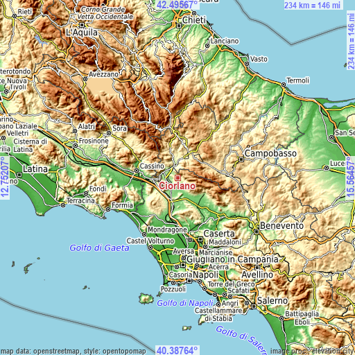 Topographic map of Ciorlano