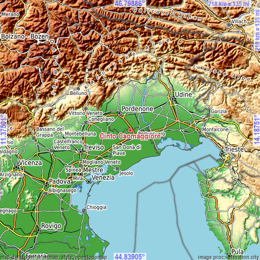 Topographic map of Cinto Caomaggiore