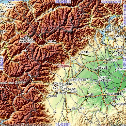 Topographic map of Cintano