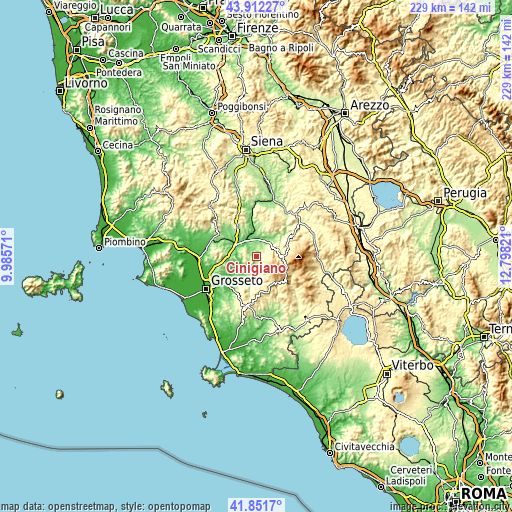Topographic map of Cinigiano