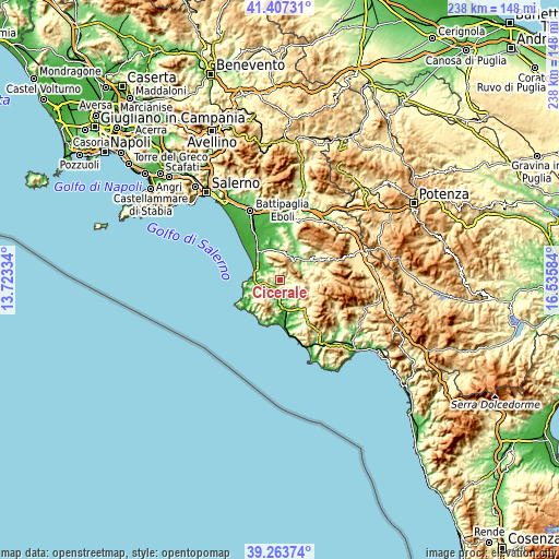 Topographic map of Cicerale