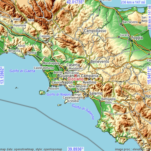 Topographic map of Cicciano