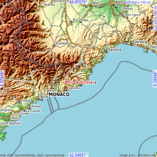 Topographic map of Chiusavecchia