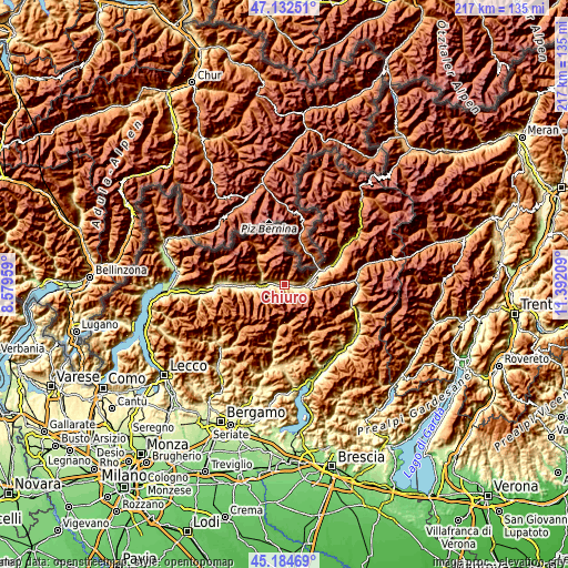 Topographic map of Chiuro