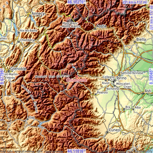 Topographic map of Chiomonte