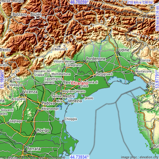 Topographic map of Chiarano