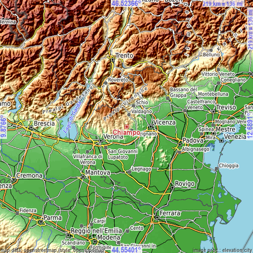 Topographic map of Chiampo