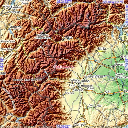 Topographic map of Chialamberto