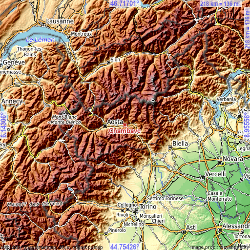 Topographic map of Chambave