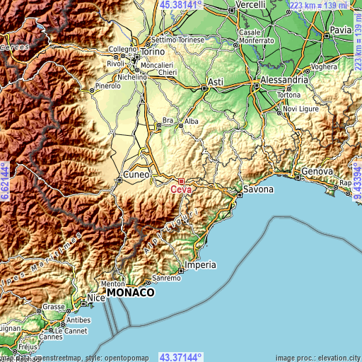 Topographic map of Ceva