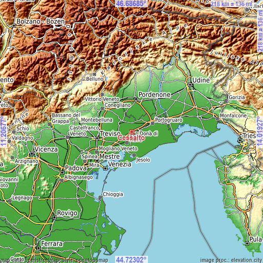 Topographic map of Cessalto