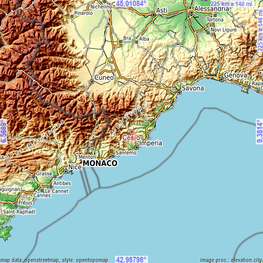 Topographic map of Cesio