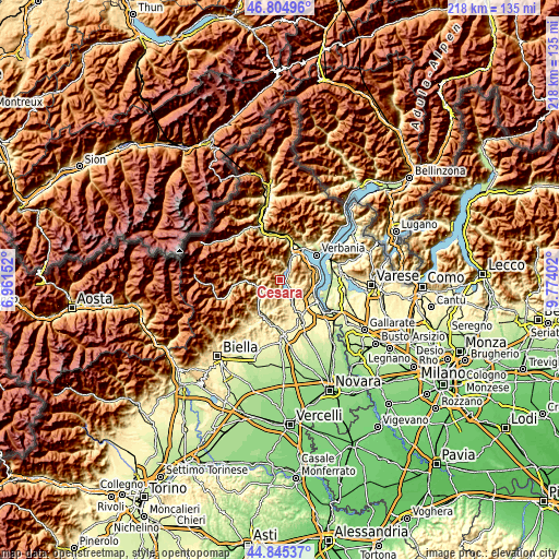 Topographic map of Cesara