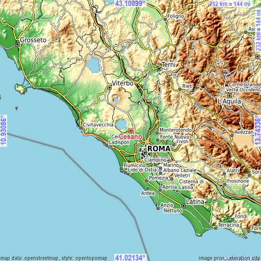 Topographic map of Cesano