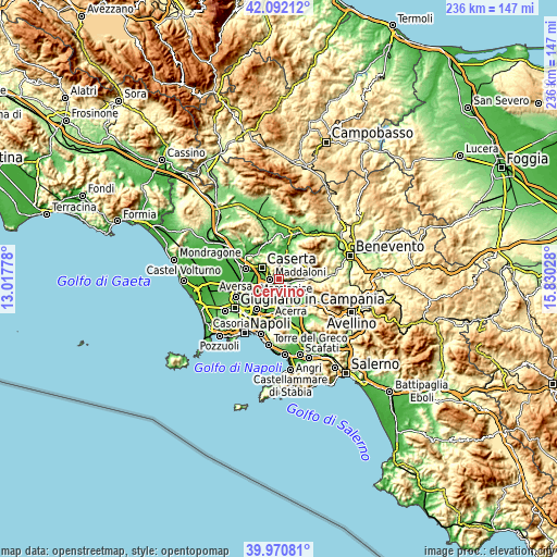 Topographic map of Cervino