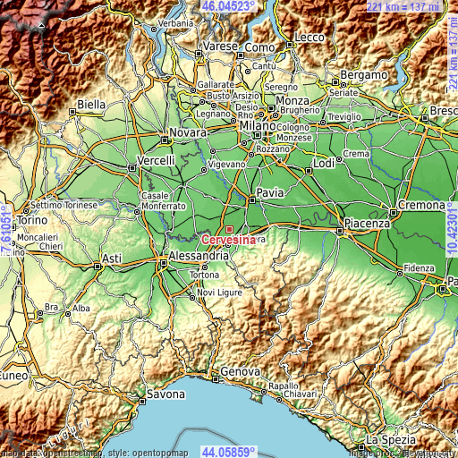 Topographic map of Cervesina