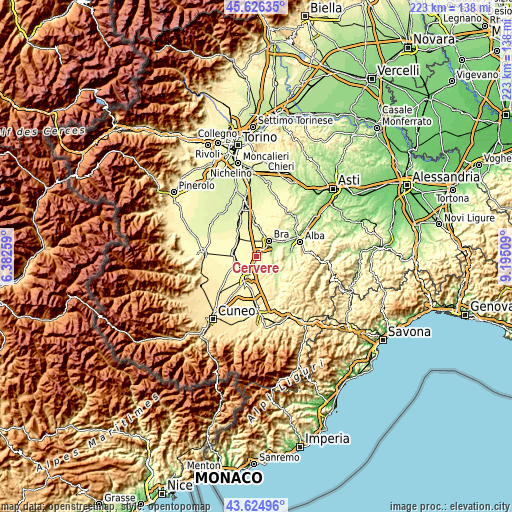 Topographic map of Cervere