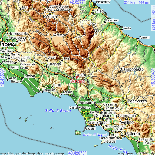 Topographic map of Cervaro