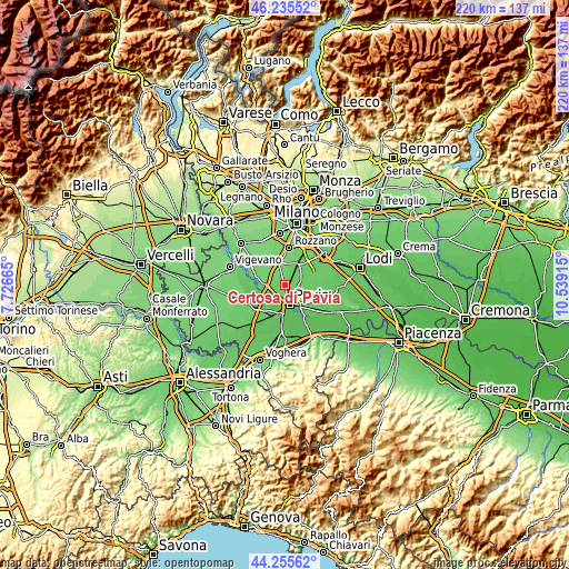 Topographic map of Certosa di Pavia