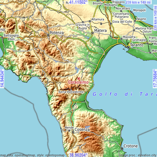 Topographic map of Cersosimo