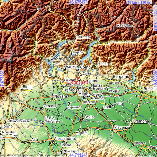 Topographic map of Cermenate