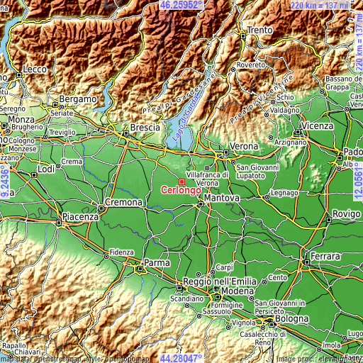 Topographic map of Cerlongo