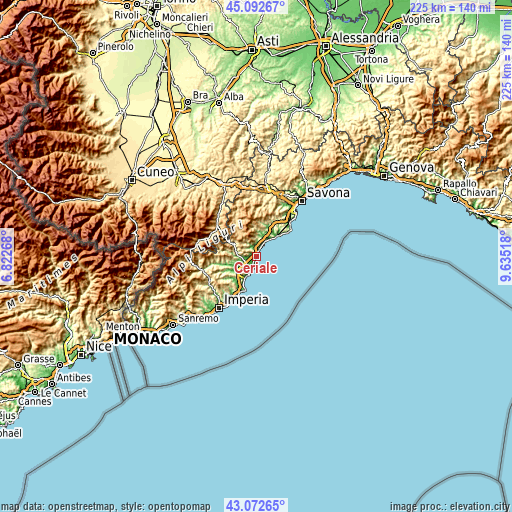 Topographic map of Ceriale