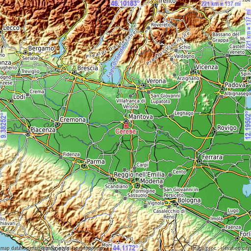 Topographic map of Cerese