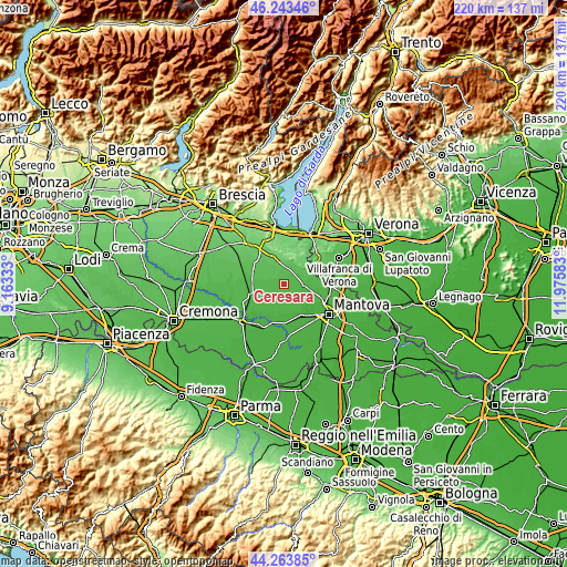 Topographic map of Ceresara