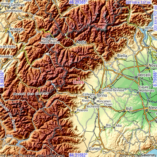 Topographic map of Ceres