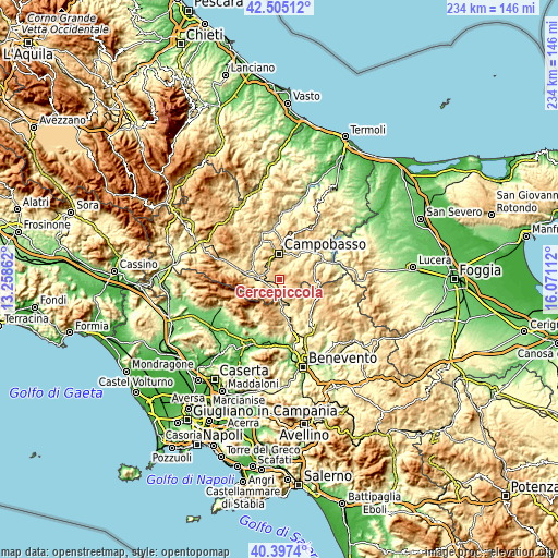 Topographic map of Cercepiccola