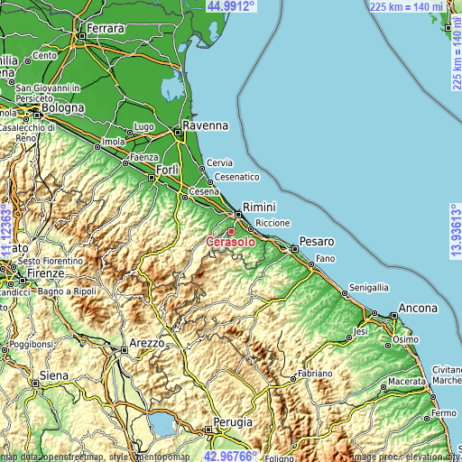 Topographic map of Cerasolo