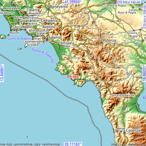 Topographic map of Ceraso