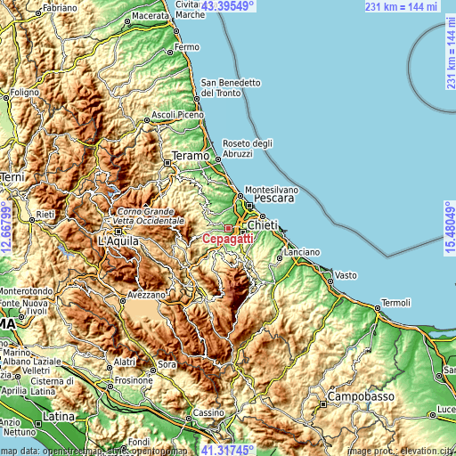 Topographic map of Cepagatti