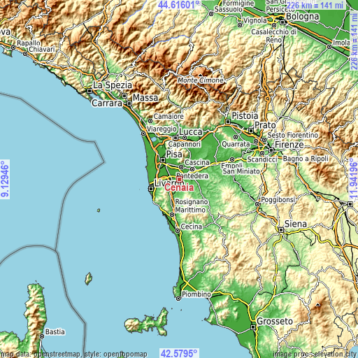 Topographic map of Cenaia