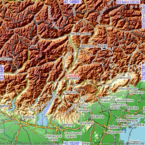 Topographic map of Cembra