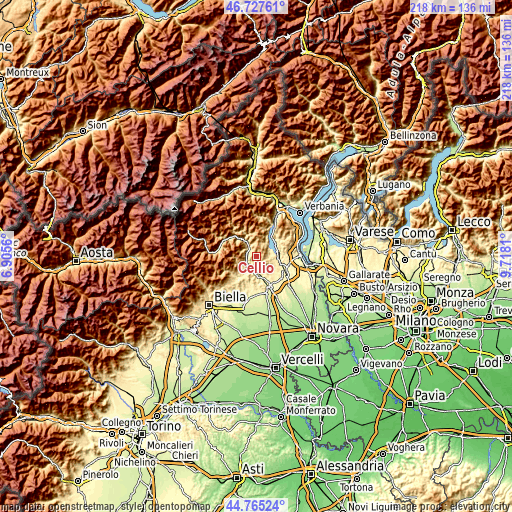 Topographic map of Cellio