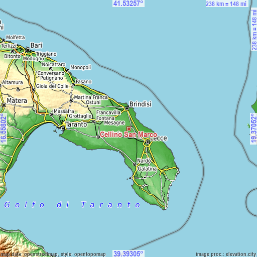 Topographic map of Cellino San Marco