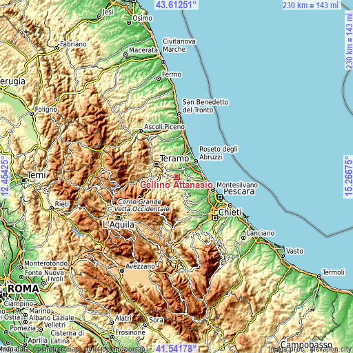 Topographic map of Cellino Attanasio