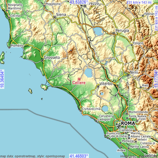 Topographic map of Cellere