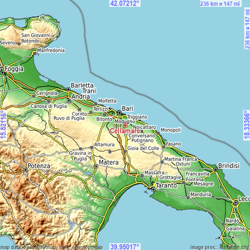 Topographic map of Cellamare